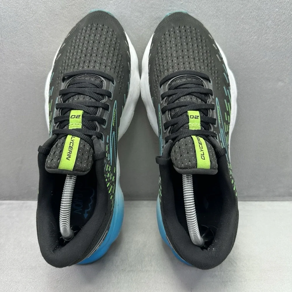 Mens Size 10 (D) Brooks Glycerin 20 Shoes Black / Green Athletic Running Sneaker